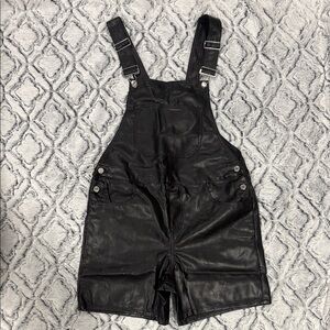 ASOS Black Faux Leather Overalls